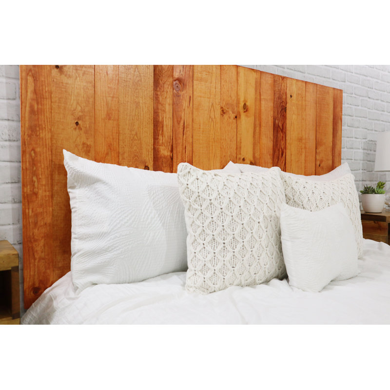 Tête de lit murale en bois massif Ashleah, Orange monarque, Simple