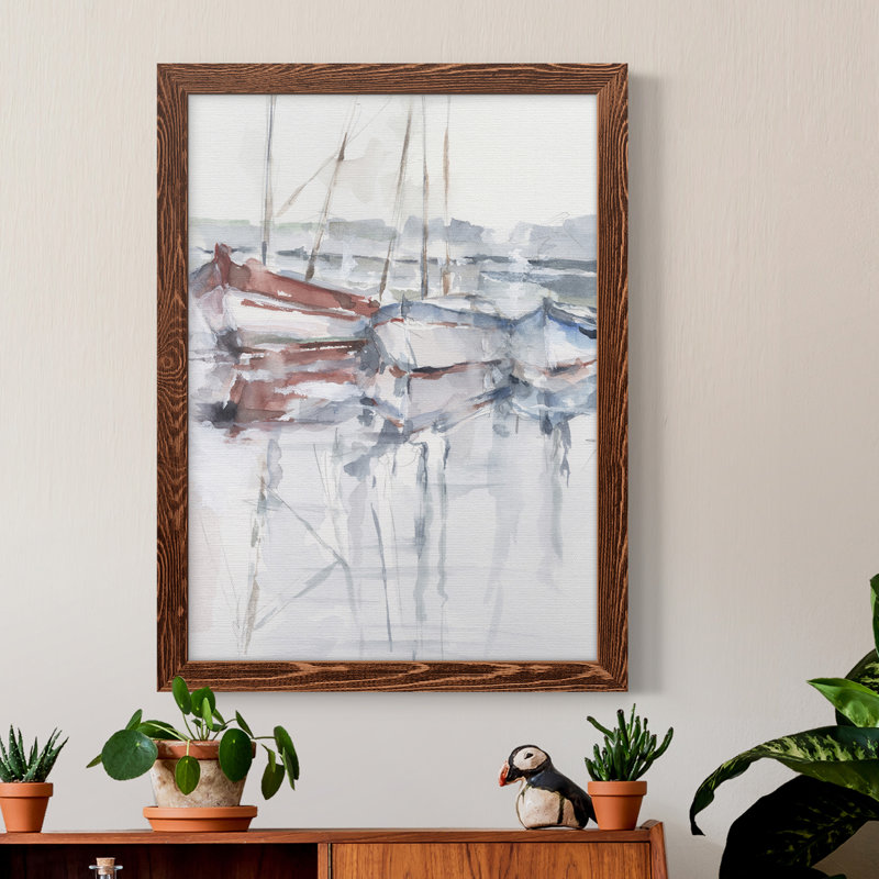 Watercolor Harbor Study II - Peinture sur toile encadrée, H 24 po x l 20 po x P 1 po, Érable