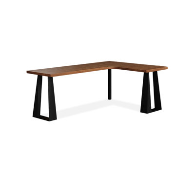 Brown L-Shaped Solid Wood + Iron desk