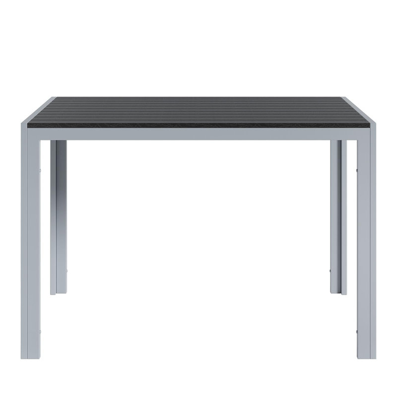 Garden Table With Aluminium Frame, 110 X 70 Cm, Wpc Balcony Table, Weatherproof, Rectangular Patio Table, Outdoor Dining Table, Heat And Weather Resistant, Non-slip, Black