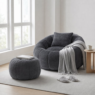 Ensemble de fauteuil à billes et de repose-pieds en mousse viscoélastique Cloud-Like