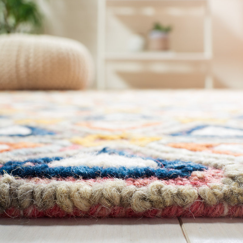 Rubalcava Hand Tufted Wool And Cotton Geometric Rug, Rectangle 3' x 5'