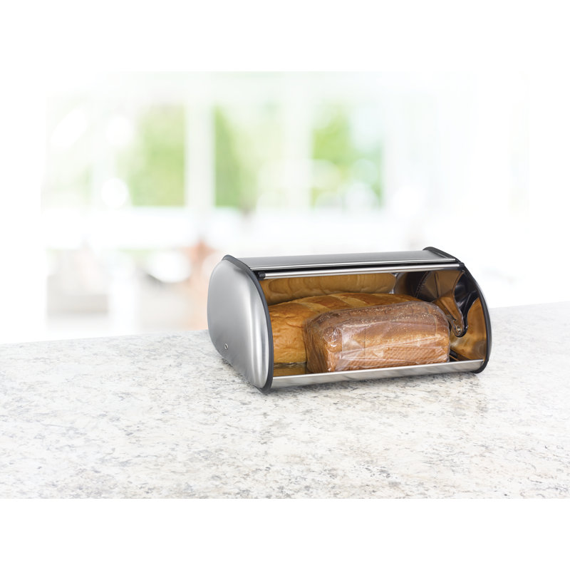 Black Steel Roll-Top Bread Box with Venting Holes