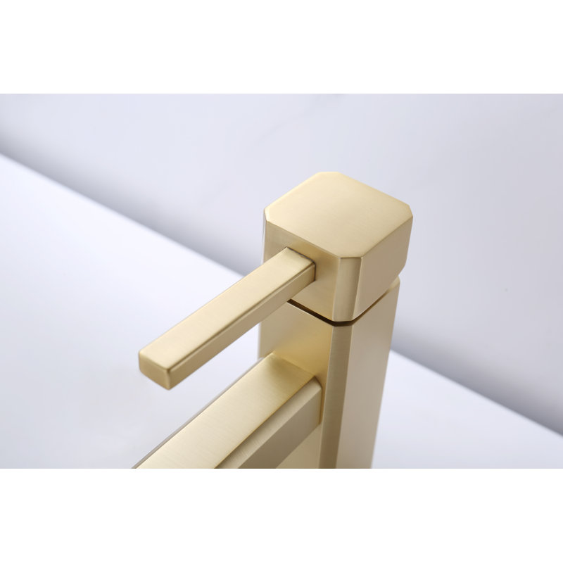 Single-Hole Bathroom Faucet with Drain Assembly, Gold