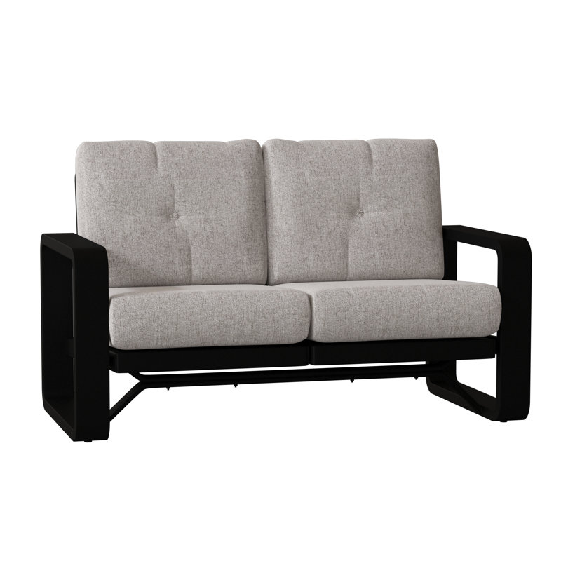 Causeuse à bascule double avec coussins Vale, Poète bouleau Sunbrella®, Noir texturé
