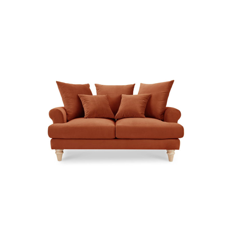 Burkeville Sofa, Orange Velvet, 2