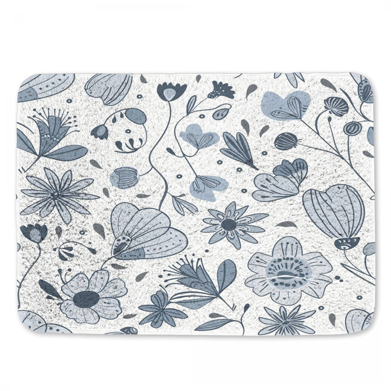 Tapis de bain fleurs, L 34 po x l 21 po