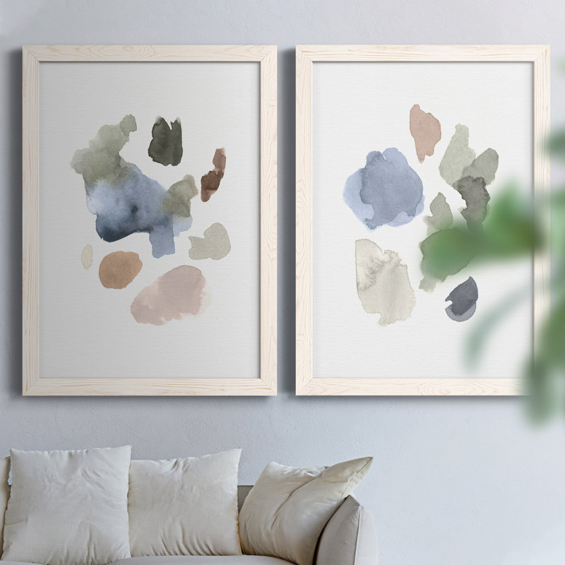 Fresh Start I - ensemble de 2 peintures sur toile encadrées, H 20 po x l 34 po x P 1,5 po, Cadre blanc