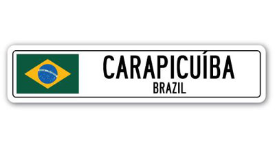 Plaque de rue en aluminium Bourque Carapicuoba, drapeau du Brésil