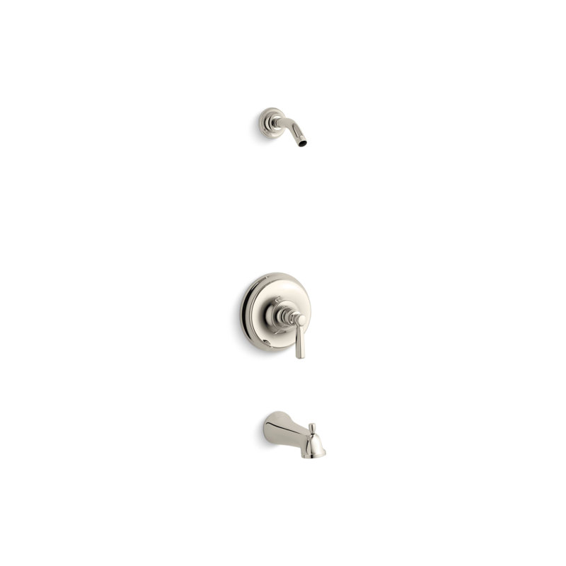 Bancroft Rite-Temp Bath and Shower Valve Trim with Metal Lever Handle and Slip-Fit Spout, Less Showerhead