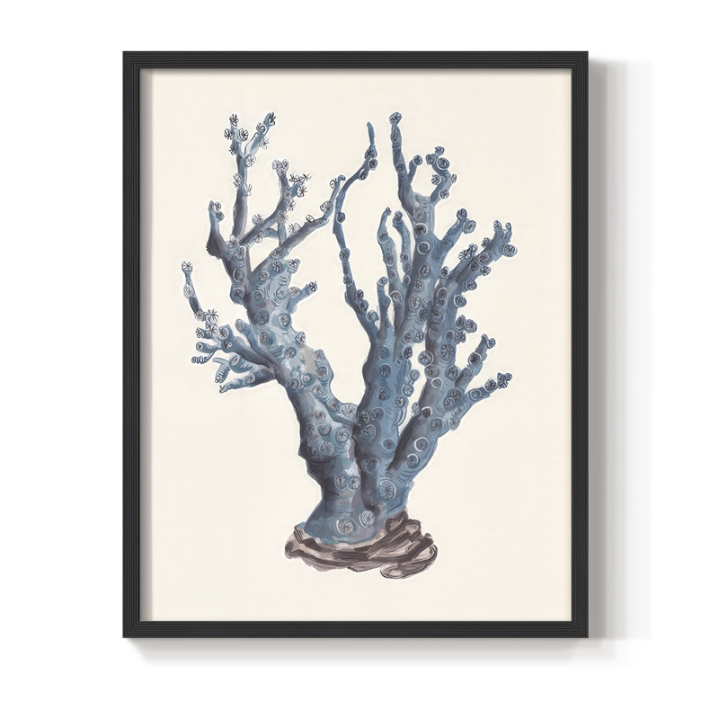 Indigo Reef I, reproduction encadrée - bois massif, H 11 po x l 9 po, Noir, noir, noir, noir