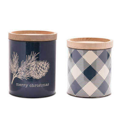 Pinecone and Plaid Iron Canister