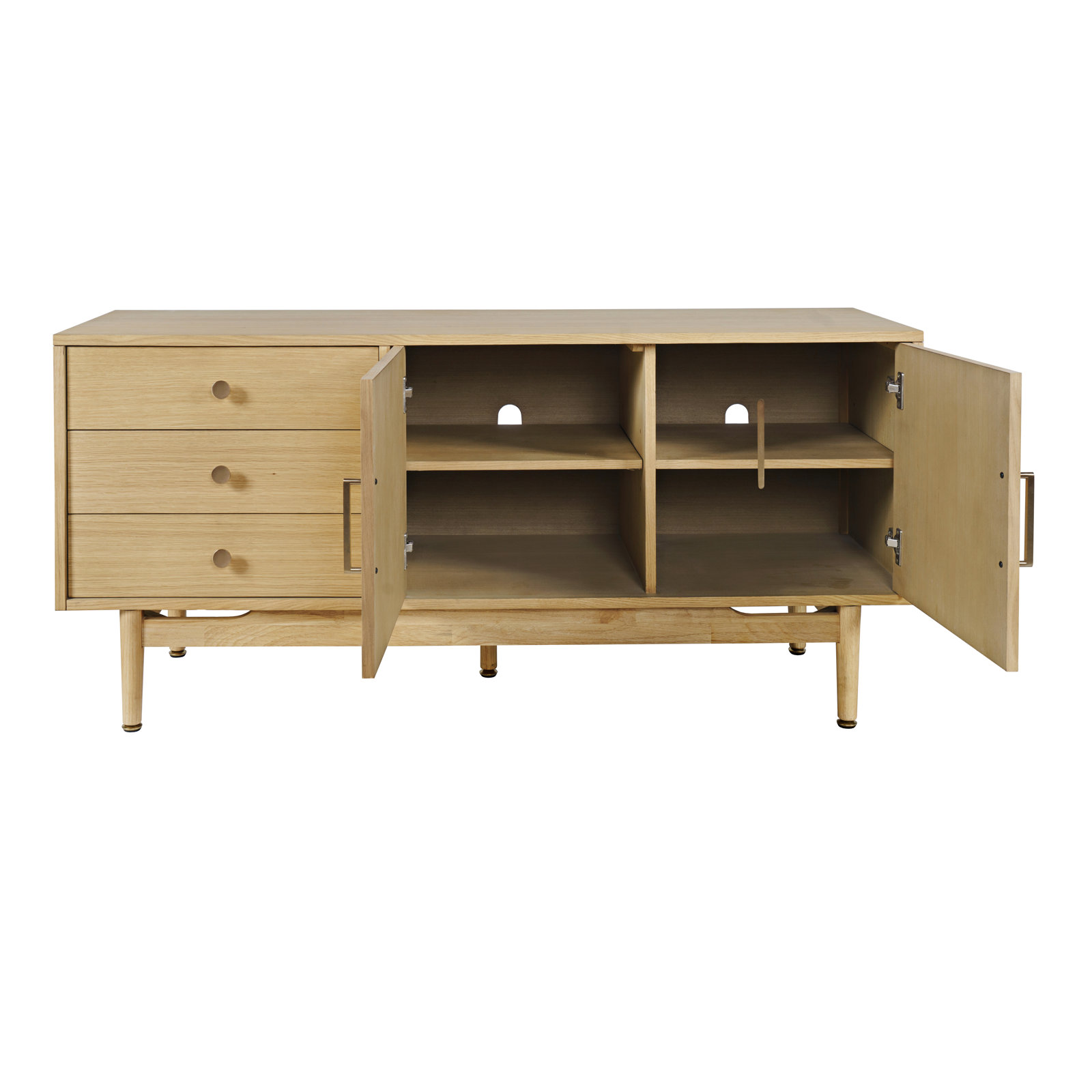 TV Stand, Brown Wood, 26.5"H x 57"L x 18"W