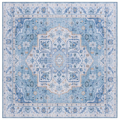 Sandin Oriental Machine Washable Non-Slip Area Rug In Blue