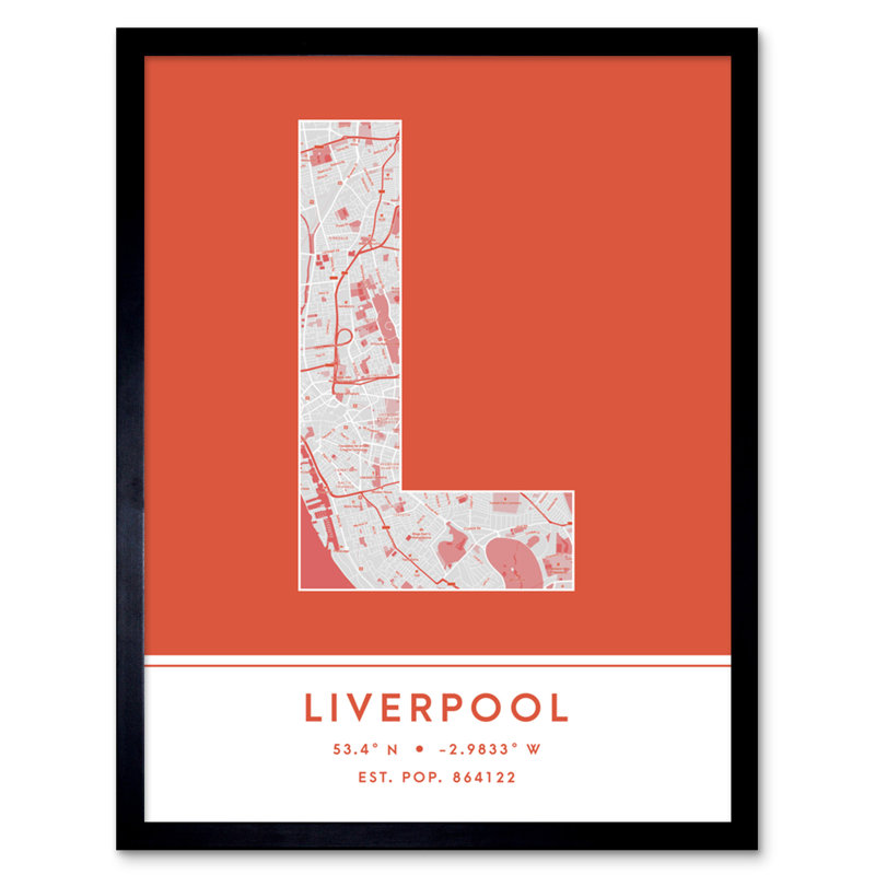 Liverpool England United Kingdom City Map - Single Picture Frame Typography