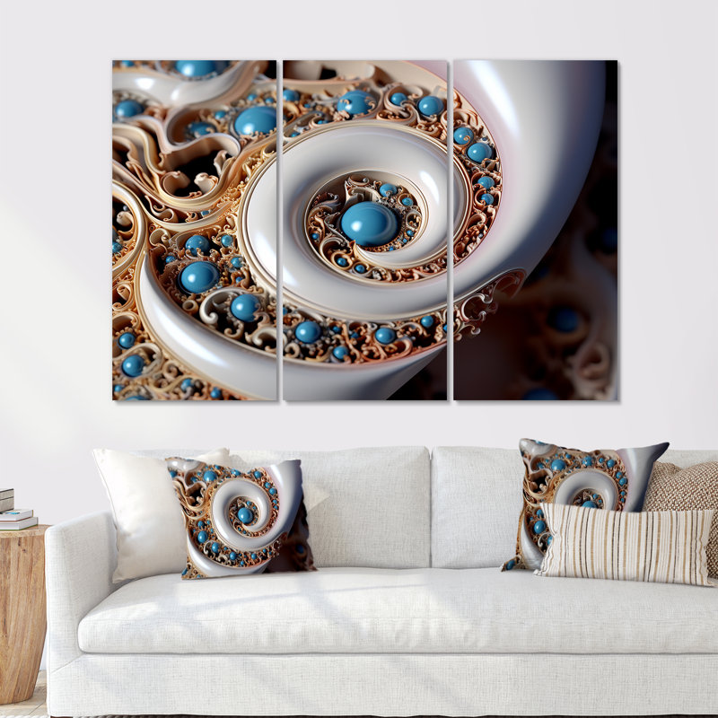 Tourbillon tourbillonnant bleu et bleu - ensemble d'art mural spirales abstraites, Toile tendue, H 40 po x l 60 po x P 1 po