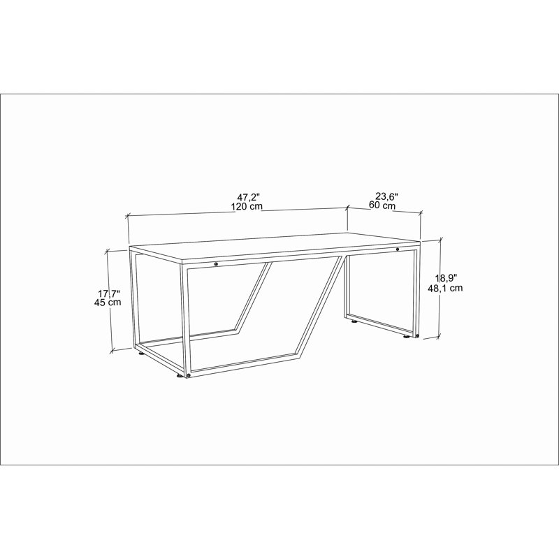 Avawatz 120cm W Rectangular Coffee Table, White Top/White Base