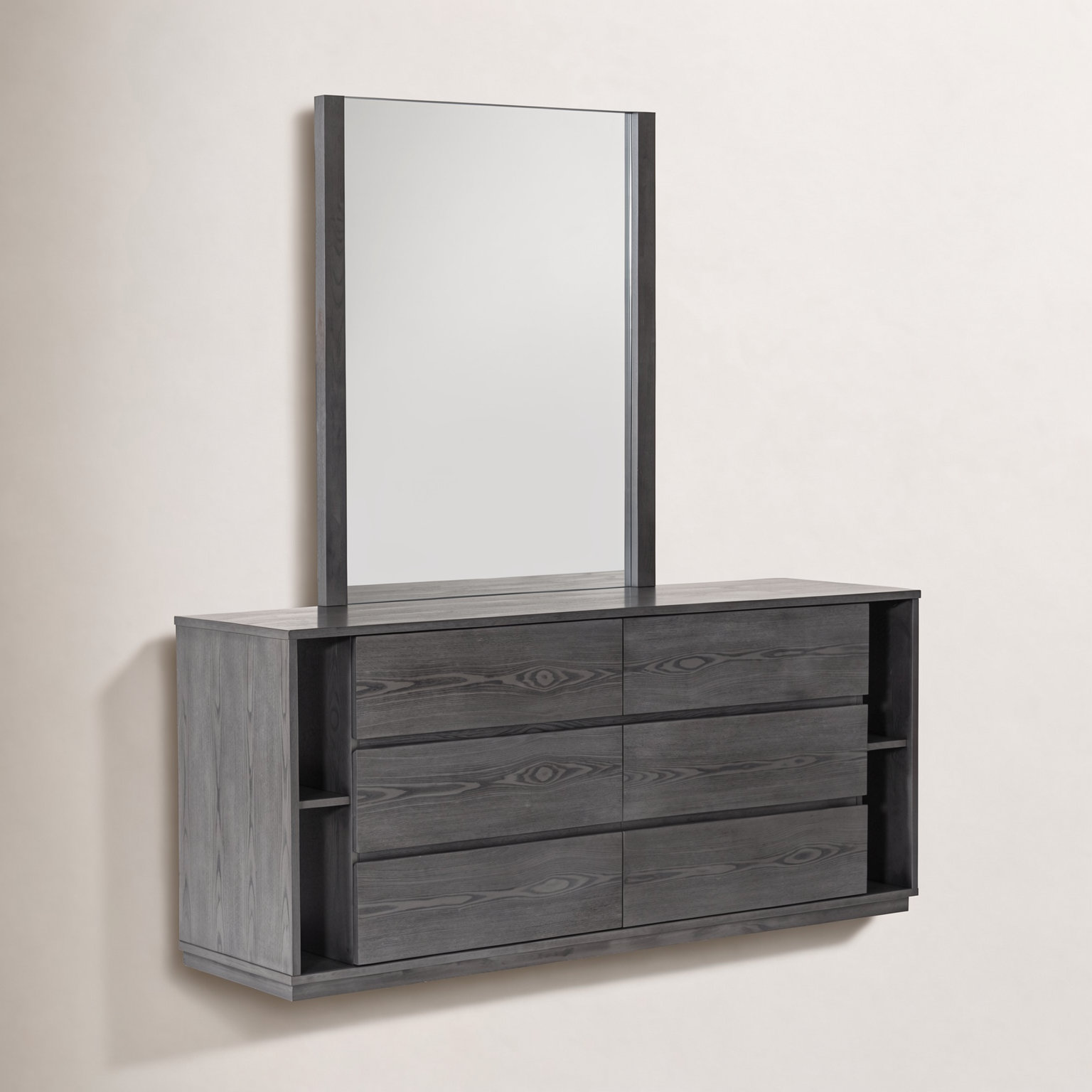 Amalie Rectangle Wall Mirror, Gray
