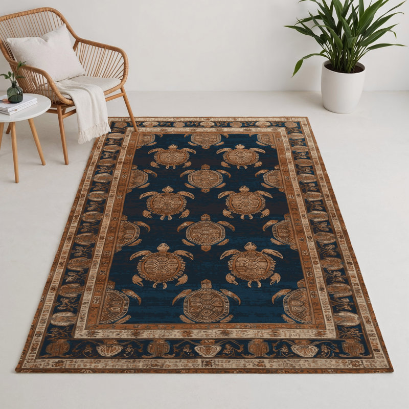 Persian Brown Indoor and Outdoor Area Rug, Rectangle 9' x 12'