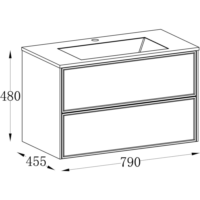 Kessa 800mm Single Bathroom Vanity with Integrated Resin Basin, French Blush