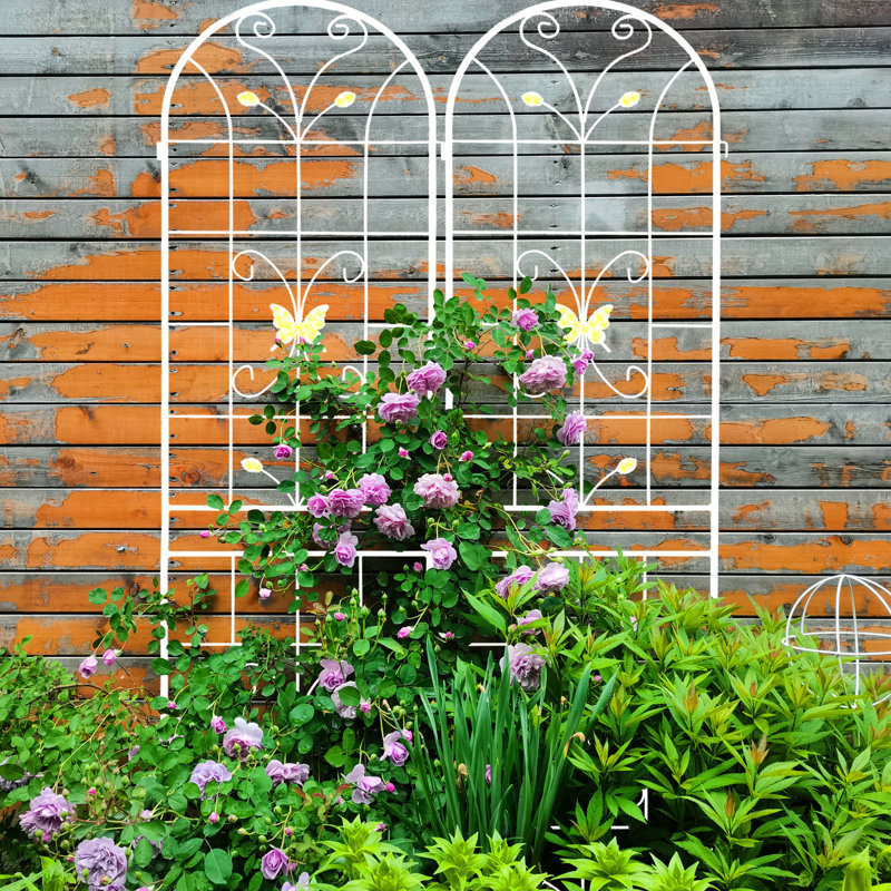 Ornements de jardin en métal 86 po x 19,7 po blanc crème antirouille pour jardin