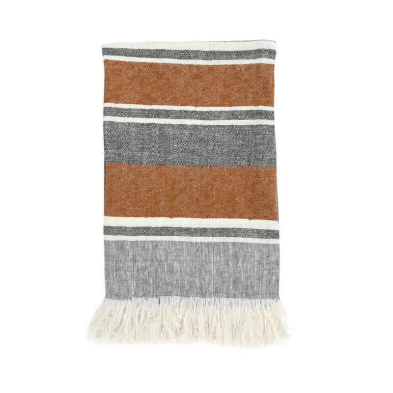 Jeté tissé Lima, Gris / blanc / rouille