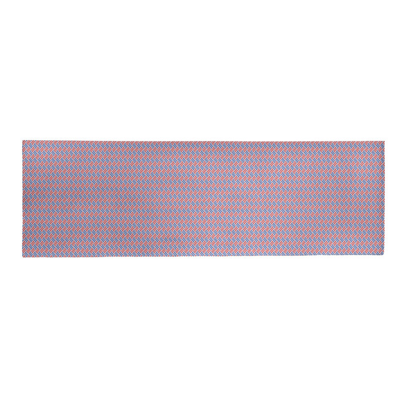 Tapis bleu/rouge fait main, Tapis de couloir 2 pi x 8 pi