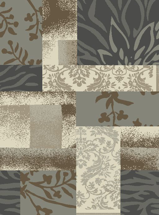 Gris Touffeté/crème Tapis décoratif, Rectangle 8 pi x 11 pi