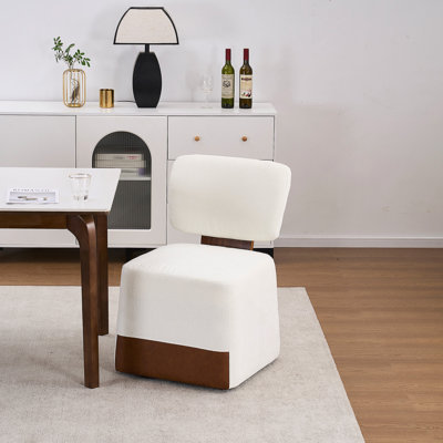 Linen Upholstered Armless Dining Chair With Casters,IVORY