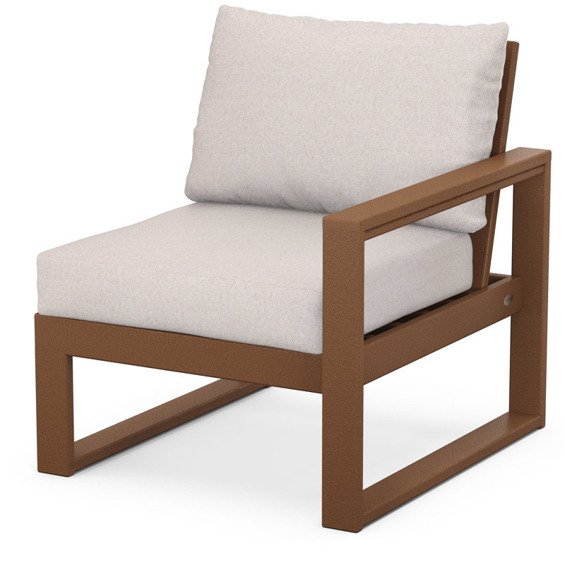 Fauteuil modulaire droit POLYWOOD® Edge, Revolution® toile de jute dune, Teck