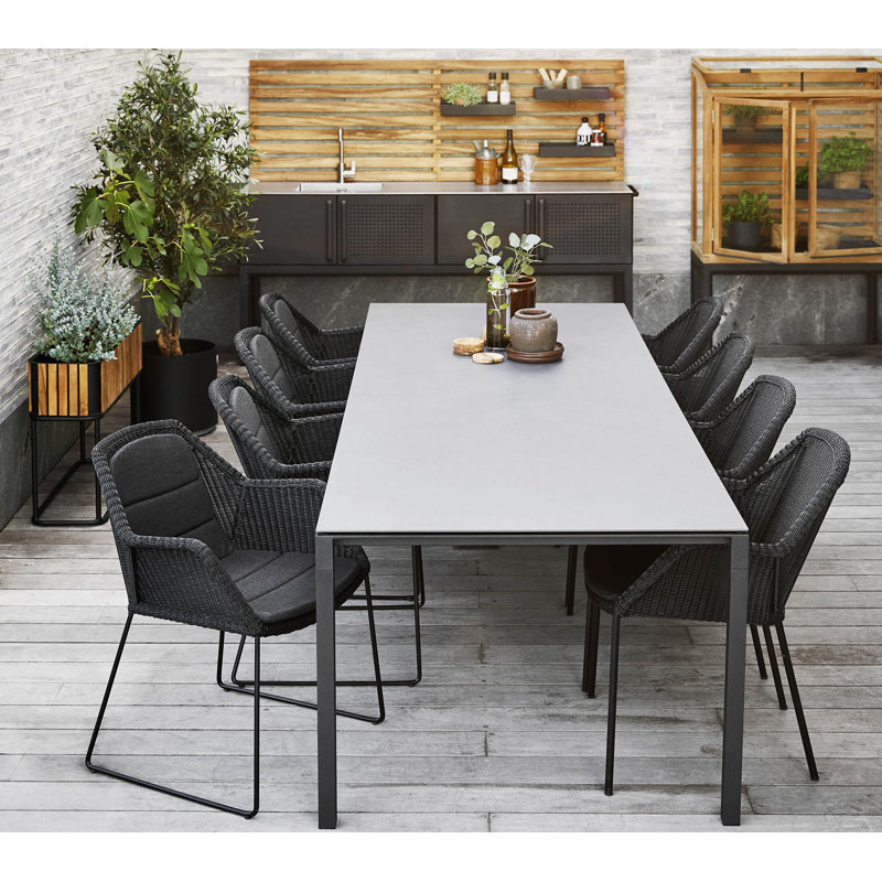 Breeze Stacking Patio Dining Armchair with Cushion, Black, Gray