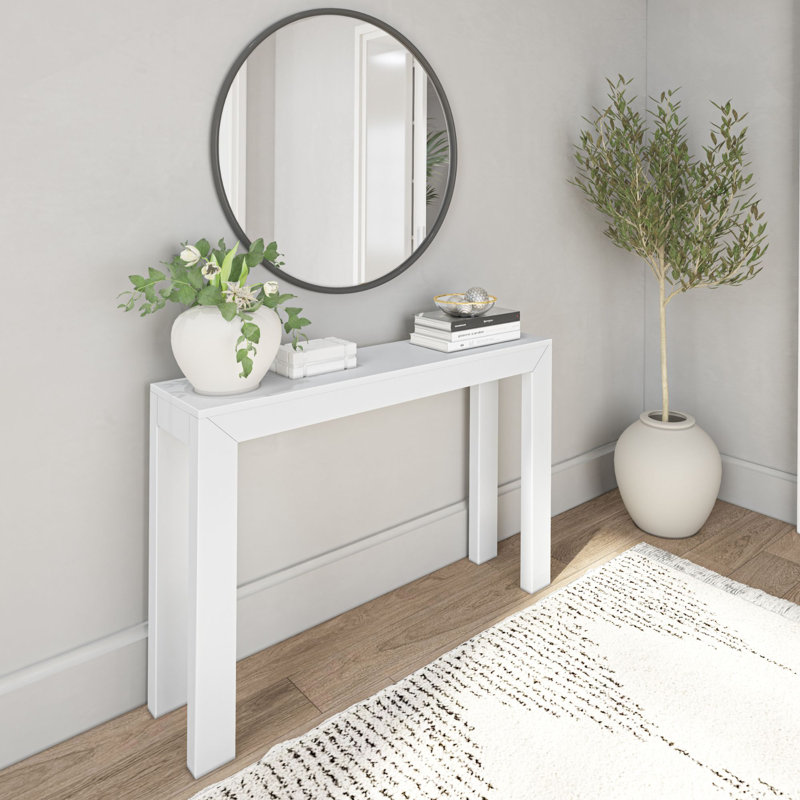 Beckett Solid Wood Console Table, White, 32" H x 46" W x 12" D