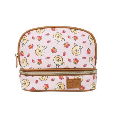Trousse de maquillage à double couche avec compartiments à fermeture à glissière supérieure et inférieure Impressions Vanity Winnie The Pooh, organisateur de maquillage Winnie The Pooh