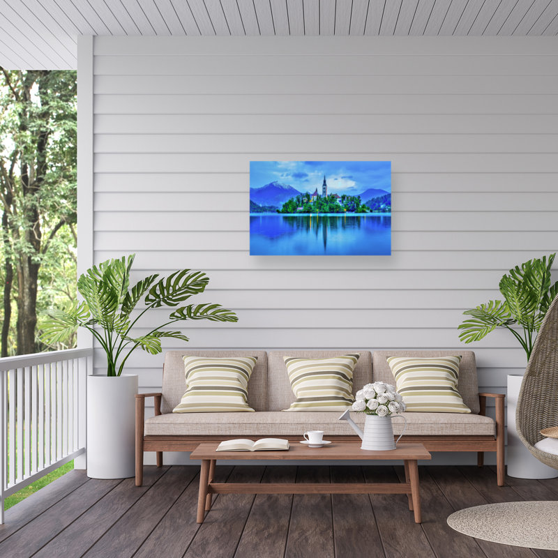 «Blue Bled On Canvas» par Zeynep Sezerman, reproduction, H 16 po x l 24 po