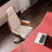 Red Saddle Leather Ash Wood Writing Desk-1104532361