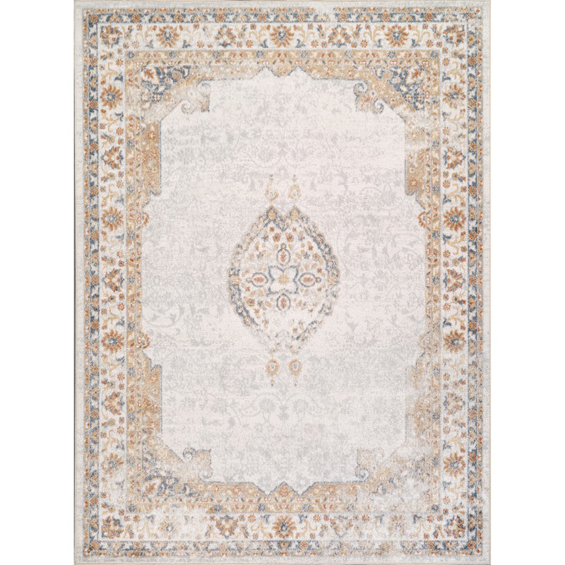 Traditional Washable Rug, Bordered Floral Anti-Slip Rug For Living Room, Dining Room, Bedroom, Rectangle 160 x 213 cm
