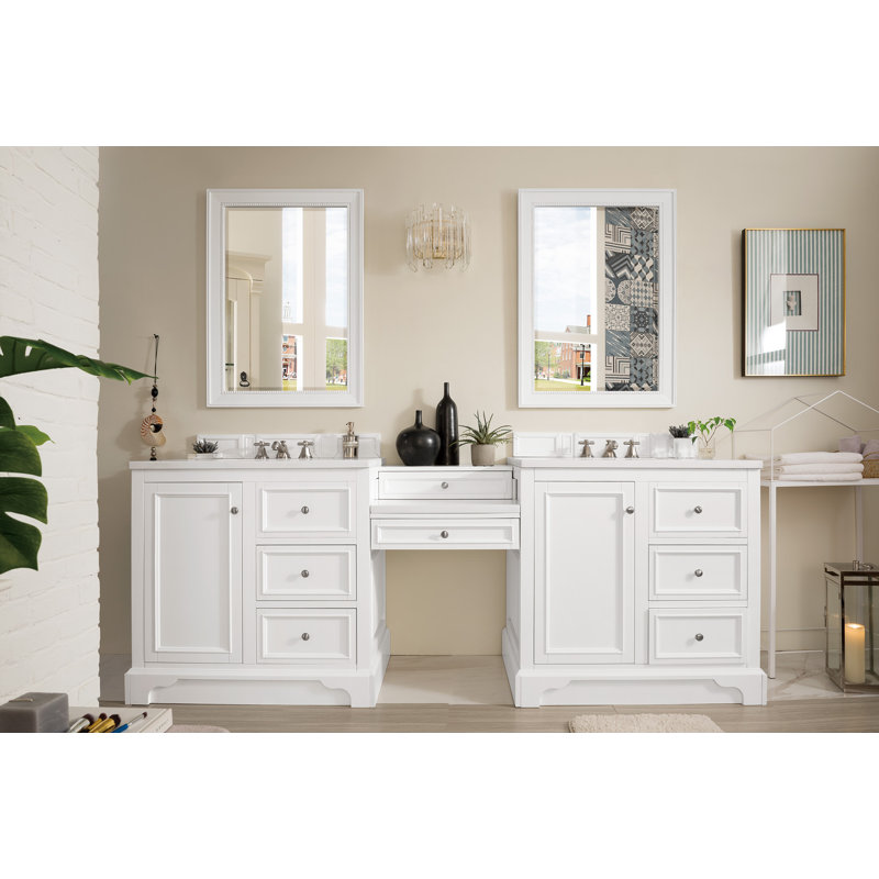 De Soto 94''  W Double Vanity, Bright White, White Zeus