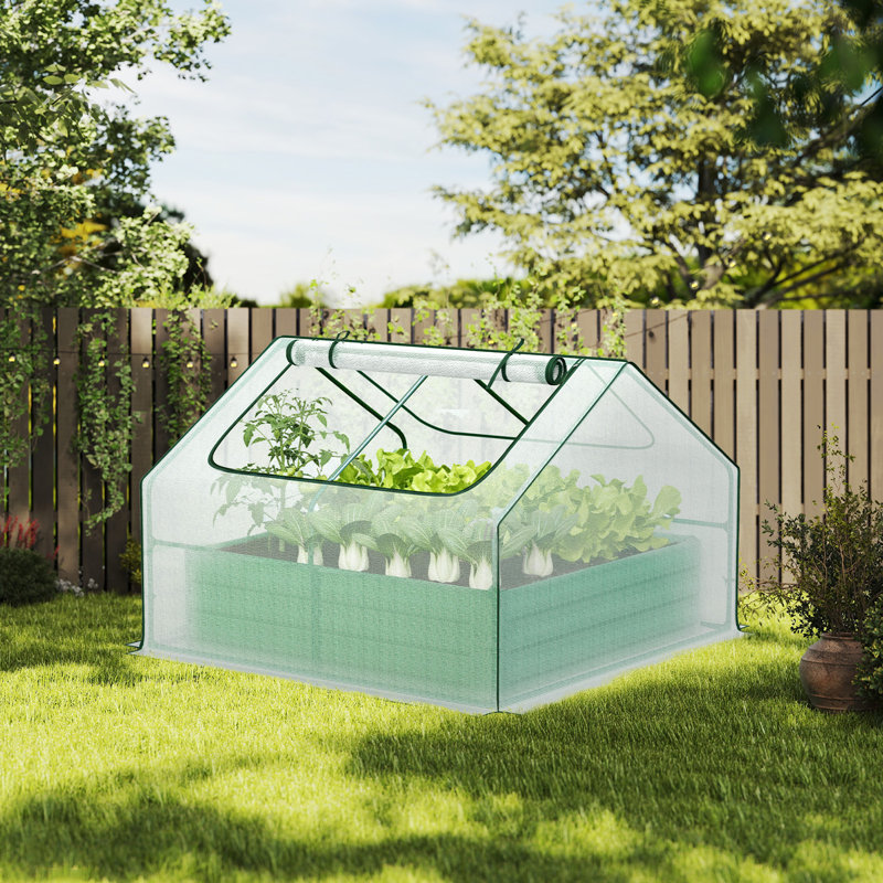 4.2x4.2x3 FT Raised Garden Bed Mini Greenhouse Kit, White