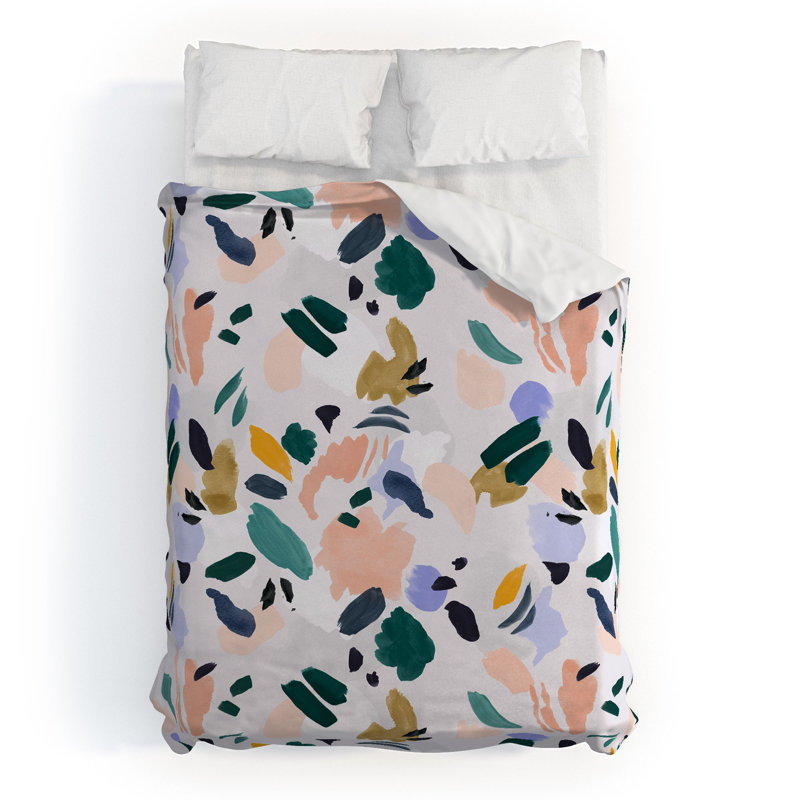 Ensemble de housse de couette Terrazzo Brushstrokes, Housse pour couette simple et 1 taie d'oreiller