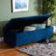 Banc de rangement capitonné en tissu bleu H 15,24 po x l 45,88 po x P 16,6 po Zeller