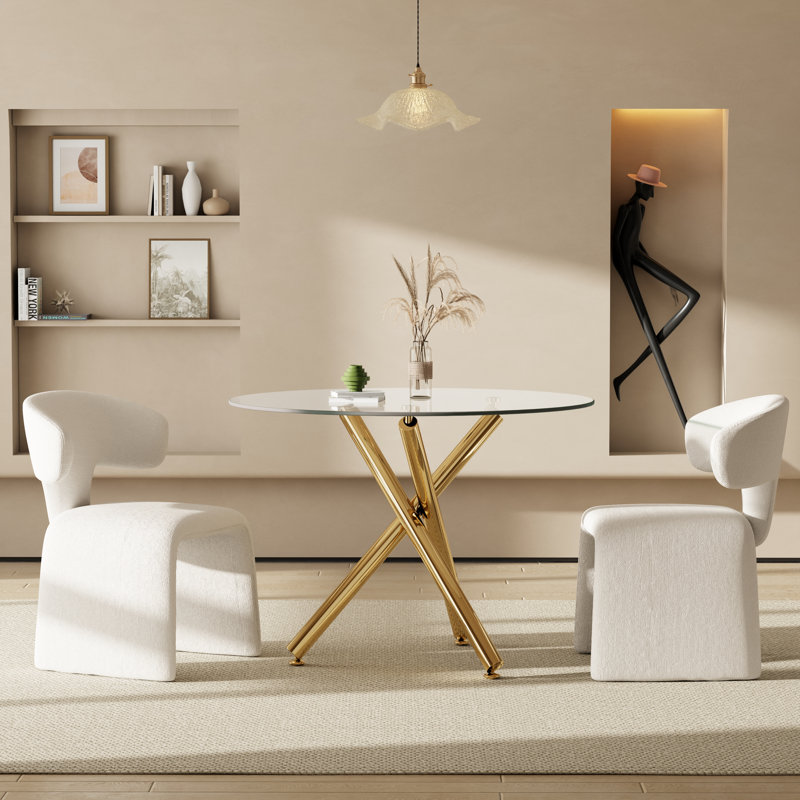 Ensemble de salle à manger Hoggan, 3 Pieces: Table, 2 Chairs, 29.5" H x 36" L x 36" W, Gold