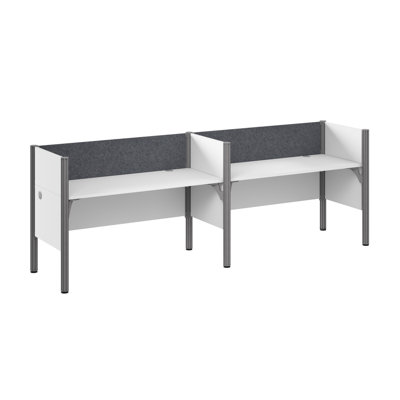 Bush Business Furniture Probiz Double Cubicle Desk For Office With Low Privacy Panels And Tackboard