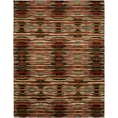 Wool Ikat Area Rug in Brown