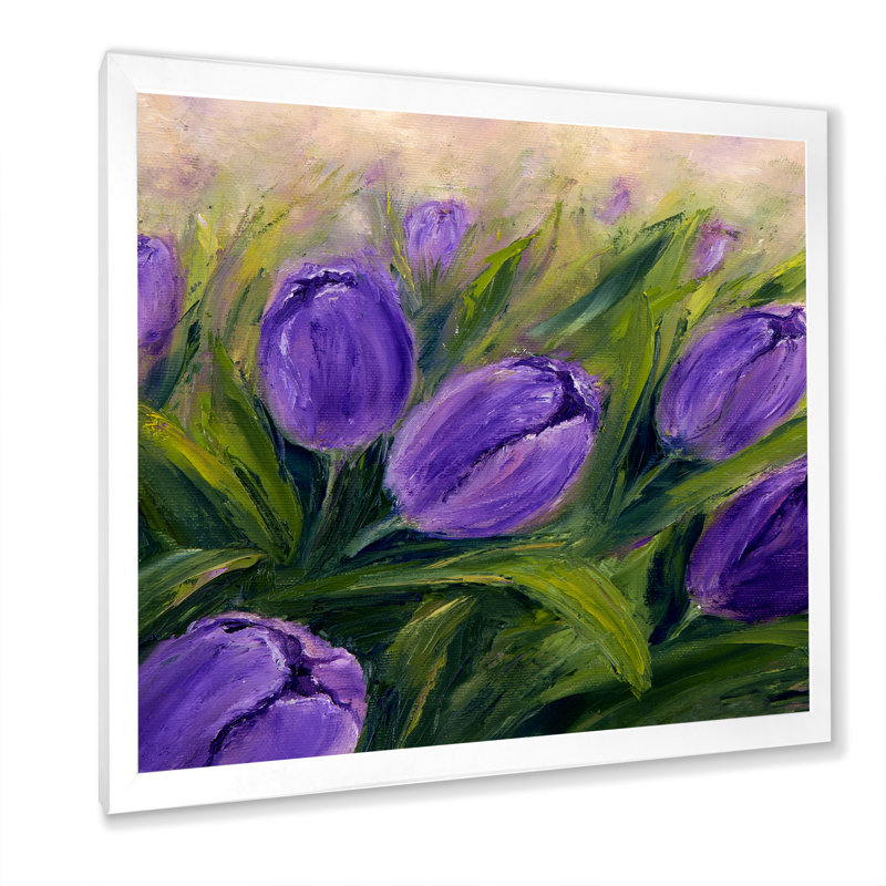 Bouquet de tulipes mauves - décoration murale traditionnelle sur toile, H 36 po x l 36 po x P 1,5 po