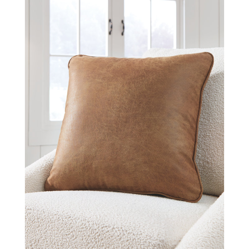 Asoni Faux Leather Reversible Throw Pillow