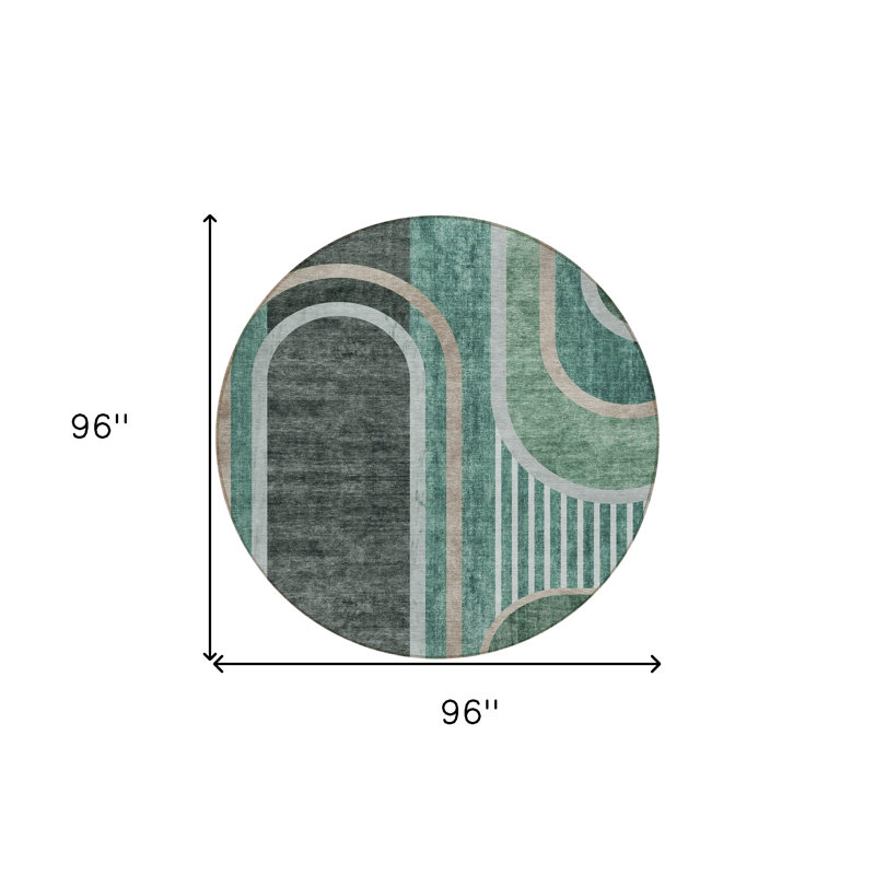 Tapis rond noir et vert 8 po