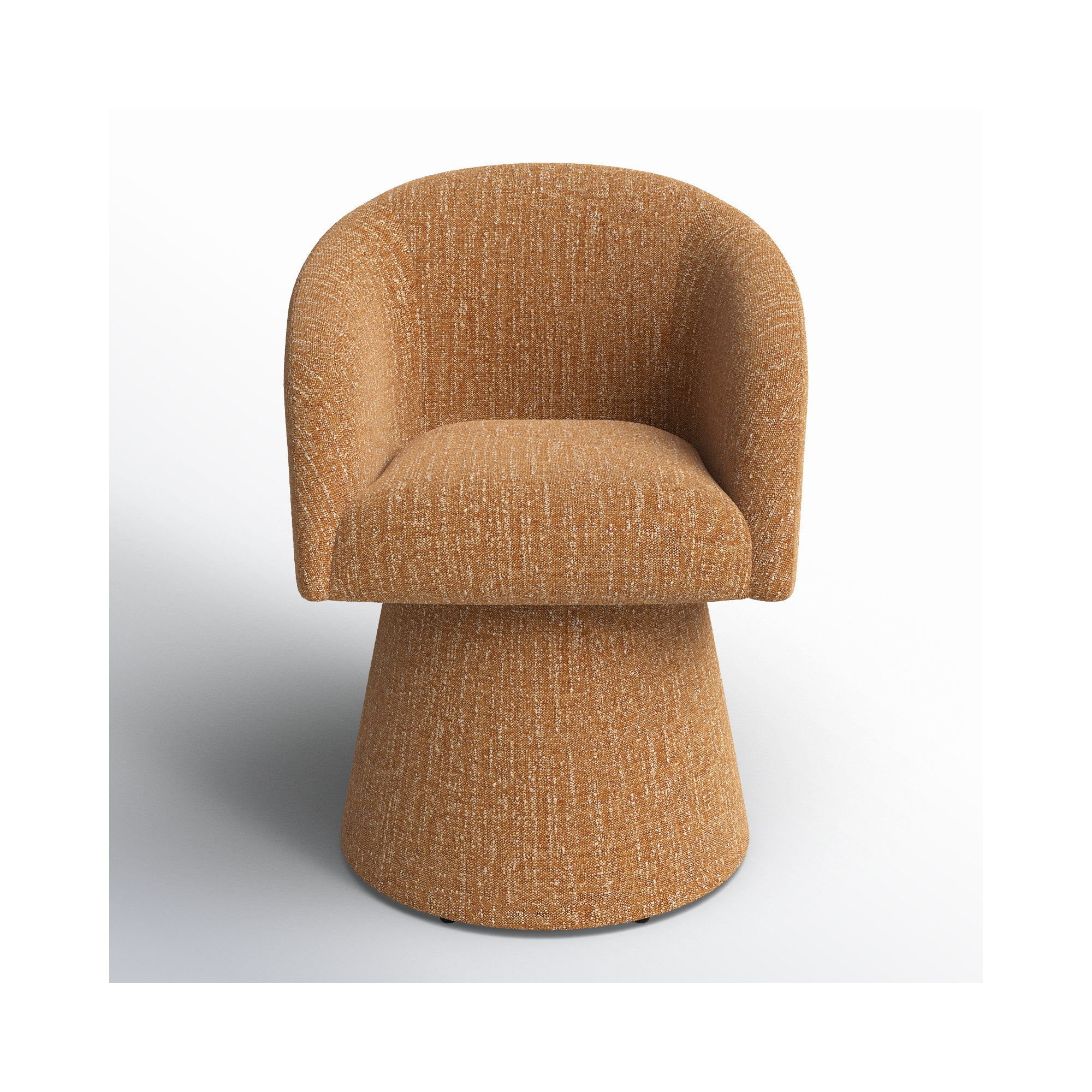 Kyo Chenille Upholstered Barrel Chair, Mellow Mustard Boucle