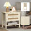 Ensemble de table de chevet blanc, grande table de chevet en rotin avec tiroirs et tablette de rangement, table de chevet Boho