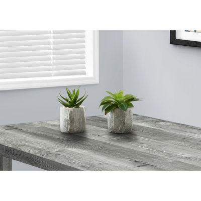 6" High Artificial Succulent Plant Of 2, Faux Greenery In Grey Cement Pots For Home Appeal Space Decoration