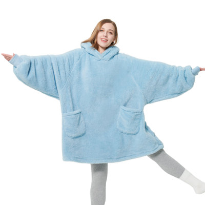 Bedsure Wearable Blanket Hoodie Gifts For Women - Cozy Sherpa Hoodie Blanket For Adult Men, Warm Hooded Blanket Sweatshirt